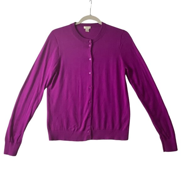 J.Crew The Caryn Cardigan Sweater 100% Cotton Women Medium Purple - Picture 1 of 7